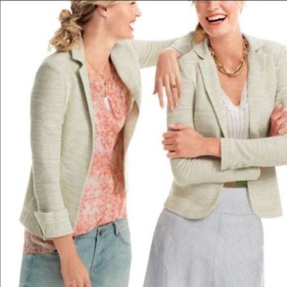 CABI One Fine Day Lemon Zest Tweed Bouclé Blazer Sz 4 #713 EUC - Picture 1 of 5